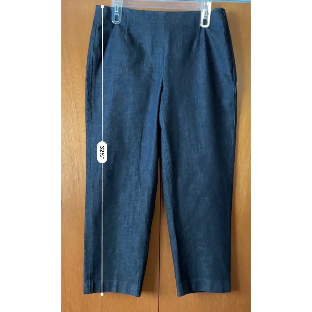 Talbots Petites Womens‎ Stretch Dark Wash Cropped Jeans Capri Pull-Up Sz10